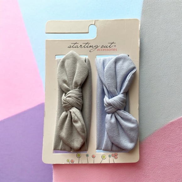 ❗️Last Chance❗️Sale! Baby Starting Out Hair Bow Set - Blue and Gray - Picture 2 of 3